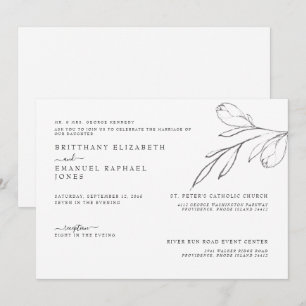 Invitation Simple mariée blanche Parents Mariage de la tige d