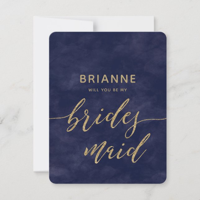Invitation Simple Marine Aquarelle Vous Serez Bridesmaid (Devant)