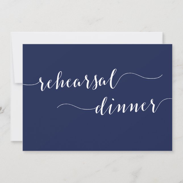 Invitation Simple Marine Blue Mariage Dîner de répétition Inv (Devant)