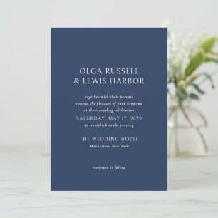 Invitation Simple marine et crème Mariage moderne