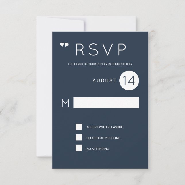 Invitation Simple marine formelle bleu et blanc mariage rsvp (Devant)