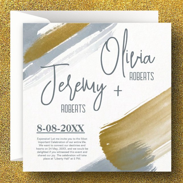Invitation Simple mignon moderne élégant mariage or aquarelle (Créateur téléchargé)