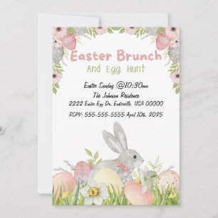 Invitation Simple mignonne Brunch de Pâques et chasse aux oeu