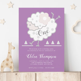 Invitation Simple mignonne Jumb Lavender 1er anniversaire