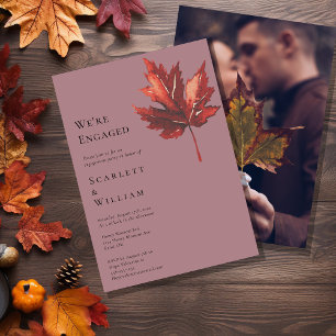 Invitation Simple Minimal Feuille D'automne Mauve Photo Nous
