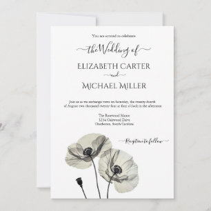 Invitation Simple minimalisme élégant Papillons noirs et blan