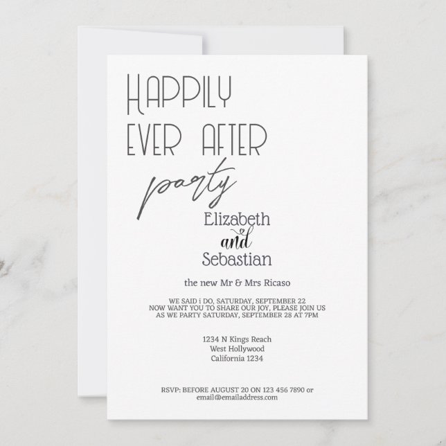 Invitation Simple minimaliste après la fête de mariage (Devant)