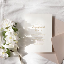 Simple Minimaliste|Gold Engagement Party Invitatio