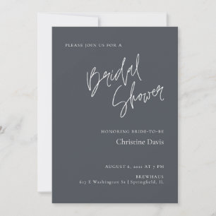 Invitation Simple Minimaliste Gris Douche nuptiale