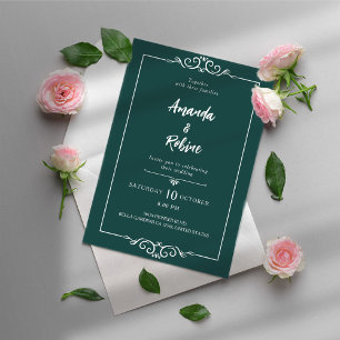 Invitation Simple minimaliste Mariage de frontière verte