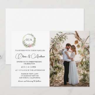 Invitation Simple minimaliste Mariage photo Monogramme
