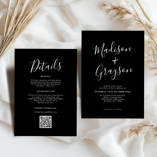 Invitation Simple minimaliste moderne Mariage de calligraphie (Simple Minimalist Modern Clean Calligraphy Wedding Invitation)