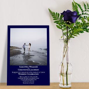 Invitation Simple minimaliste moderne Mariage photo bleu mari