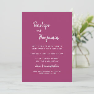 Invitation Simple minimaliste moderne orchidée Mariage magent
