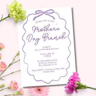 Invitation Simple Minimaliste Nœud de Lavande pour le Brunch