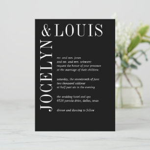 Invitation Simple minimaliste noir gras Mariage moderne