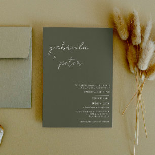 Invitation Simple minimaliste Olive Green Mariage moderne