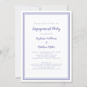 Invitation Simple minimaliste Périwinkle Blue Engagement
