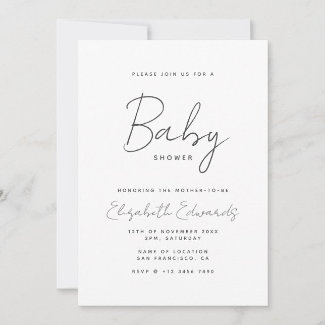 Invitation Simple minimaliste photo Baby shower de code QR (Devant)