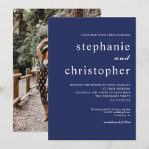 Simple minimaliste Script Mariage photo bleu marin