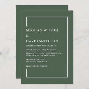 Invitation Simple minimaliste Vert Mariage moderne