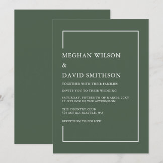 Invitation Simple minimaliste Vert Mariage moderne