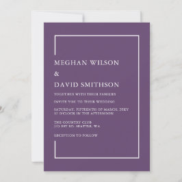 Invitation Simple minimaliste violet Mariage moderne