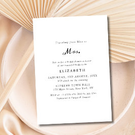 Invitation Simple Miss noir et blanc à Mme Fête des mariées