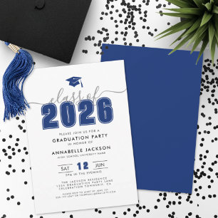Invitation Simple Modern Blue Graduation Party