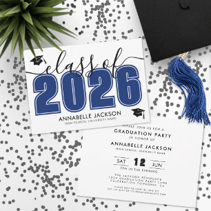 Invitation Simple Modern Blue Graduation Party