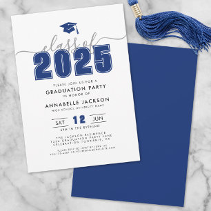 Invitation Simple Modern Blue Graduation Party