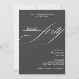 Invitation Simple Modern Caligraphy Forty 40th Birthday Party