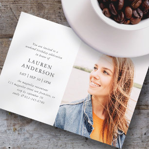 Invitation Simple Modern Chic Photo Fête d'anniversaire