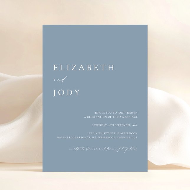 Invitation Simple Modern Elegant Dusty Blue Wedding  (Créateur téléchargé)