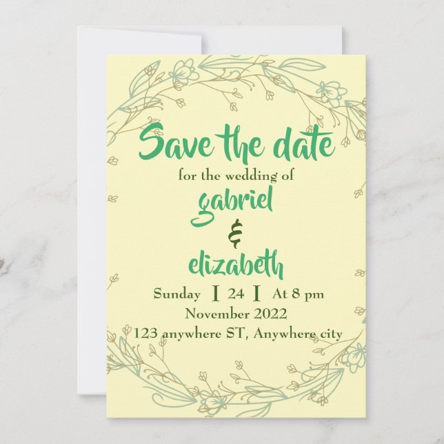 Invitation Simple Modern Elegant, Enregistrer le Mariage de d (Devant)