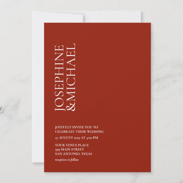 Invitation Simple Modern First Name Warm Red (Devant)