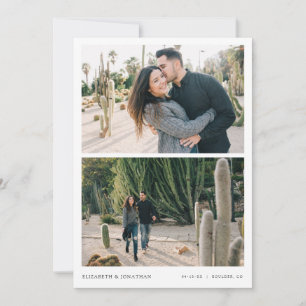 Invitation Simple Modern Two Photo Wedding Enregistrer la dat