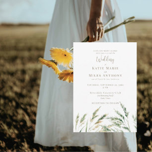 Invitation Simple Moderne Bohème Aquarelle Herbe Mariage 