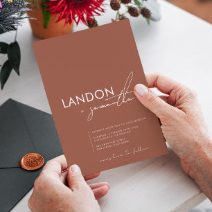 Invitation Simple moderne Boho Terracotta Burning Orange Mari