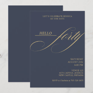 Invitation Simple Moderne Calligraphie Quarante 40e Fête d'An