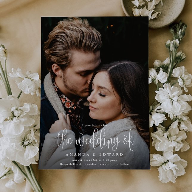 Invitation Simple Moderne Calligraphie Script Deux Mariage Ph (Créateur téléchargé)