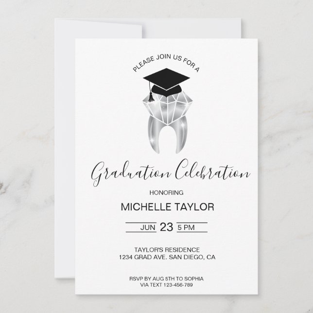 Invitation Simple moderne Dental Dentist Gradust Party (Devant)