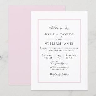 Invitation Simple moderne Elegant Bleu Mariage frontière