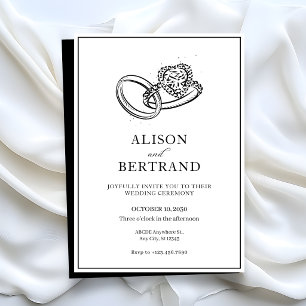 Invitation Simple moderne élégant couple bague mariage