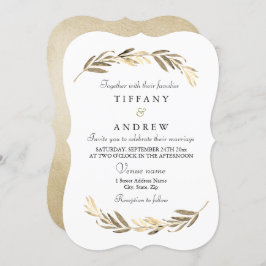 Invitation Simple moderne Elegant Mariage Gold Leaf