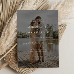 Invitation Simple Moderne Élégant Photo Mariage