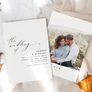Invitation Simple Moderne Élégant Photo Mariage
