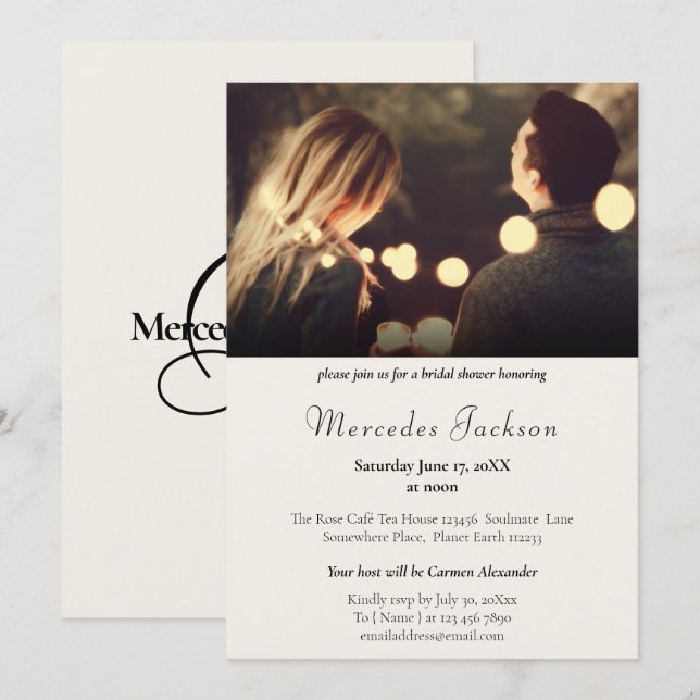 Invitation Simple, moderne et élégant avec Mariage initial (Devant / Derrière)