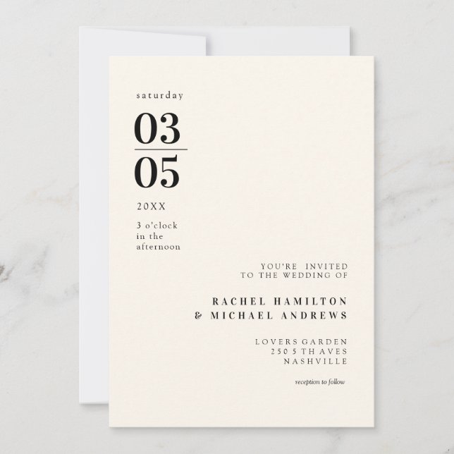 Invitation simple, moderne et grande typographie (Devant)