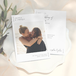 Invitation Simple moderne et minimaliste Mariage photo romant